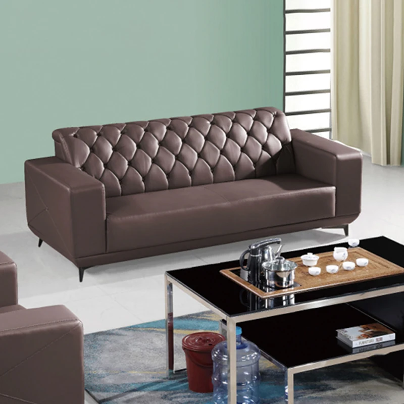 

Modern Luxury Office Furniture Coffee-Color Genuine Leather Modular Set for Apartment School Commercial Reception Area Featuring