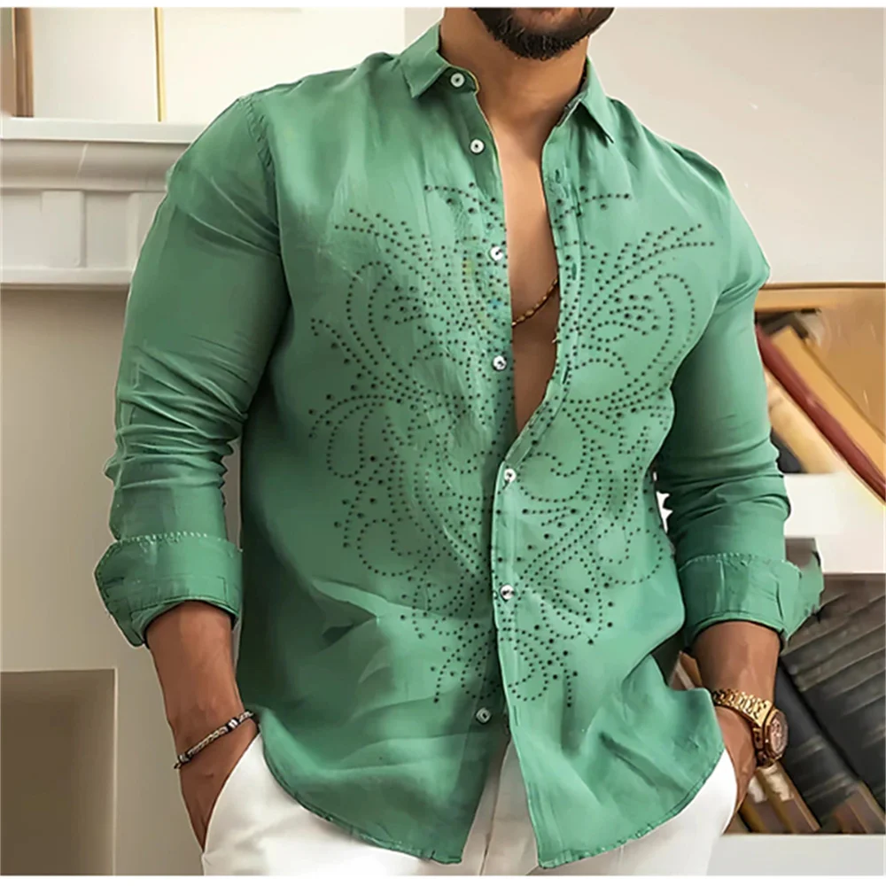 

2023 New Party Men's Printed Shirt High Quality Soft and Comfortable Fabric Men's Street Classic Long Sleeve Top Plus Size