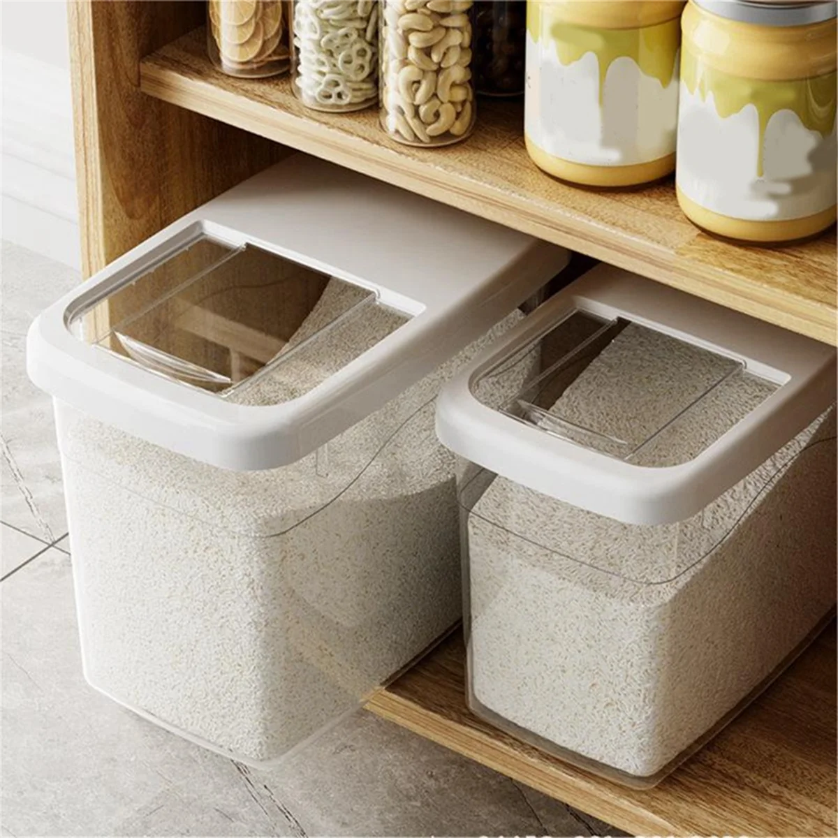 SPOR Rice Storage Box Rice Dispenser Rice Container Grain Storage Jar Cereal Dispenser Pet Food Container Kitchen Organizer,S