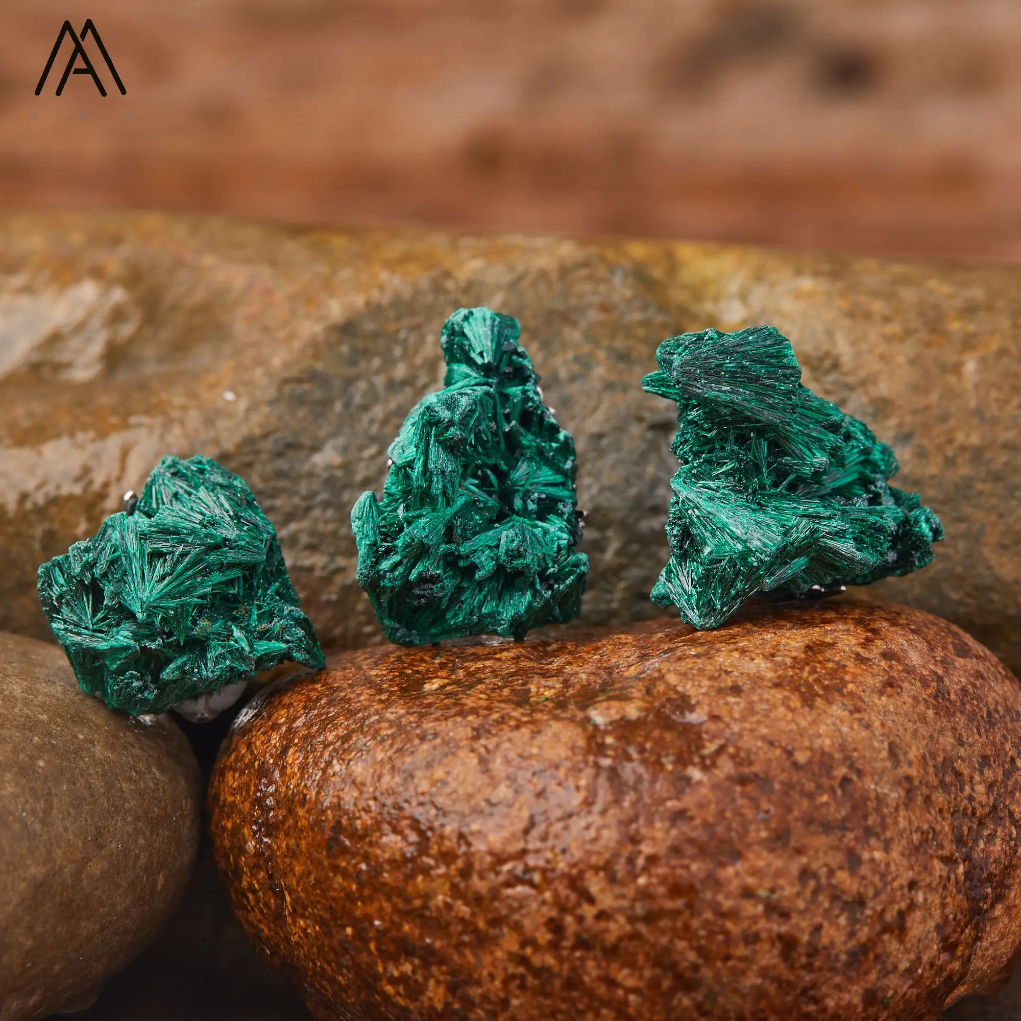 Natürlicher Azurit-Malachit-Geode-Fingerring, verstellbar, vergoldet, versilbert, Ring im Bohemian-Stil, Unisex-Accessoire – Detail 3