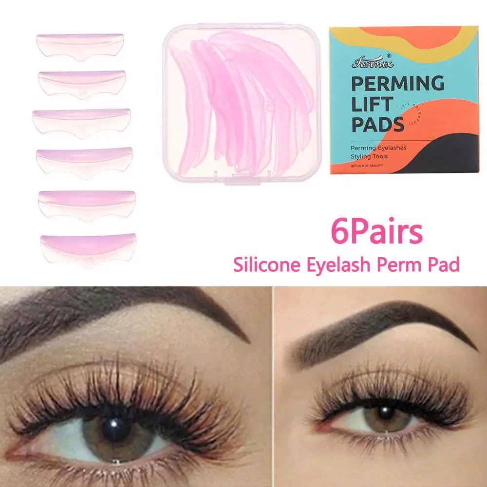 Silicone Eyelash Perm Pad, Maquiagem Acessórios, Ferramentas Aplicadoras, Reutilizável Eye Patch, Kit de elevação, DIY, 6 Pares