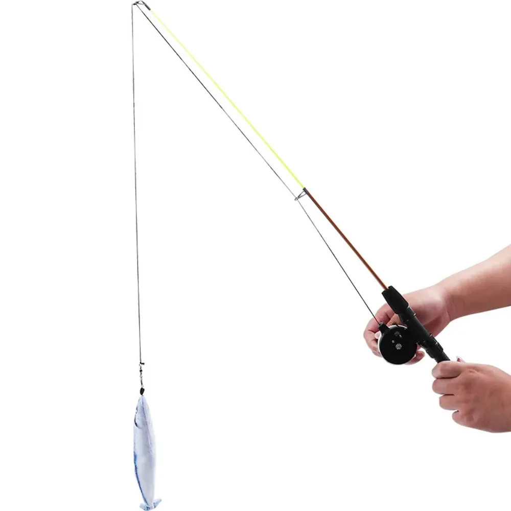 Vara de pesca retrátil para gatos, teaser para entretenimento de animais de estimação, brinquedos para alívio do tédio, suprimentos interativos para gatos