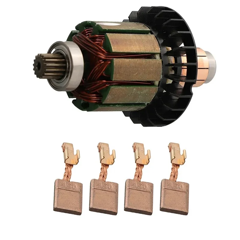 B08B-1Set Armature with 4Pc Carbon Brush for DDF482 DHP482 Tools 619380-9 619583-5 Armature with 194427-5 CB-440 Carbon Brush