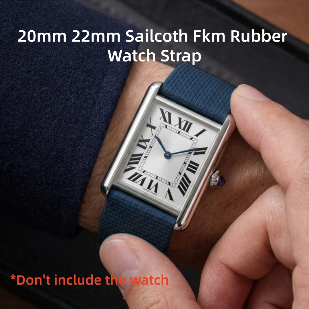 20mm 22mm Sailcloth FKM Rubber CTS Watch Strap Fit For Cartier Tank / Jaeger-LeCoultre Reverso /Piaget/Quick Release Watch Band