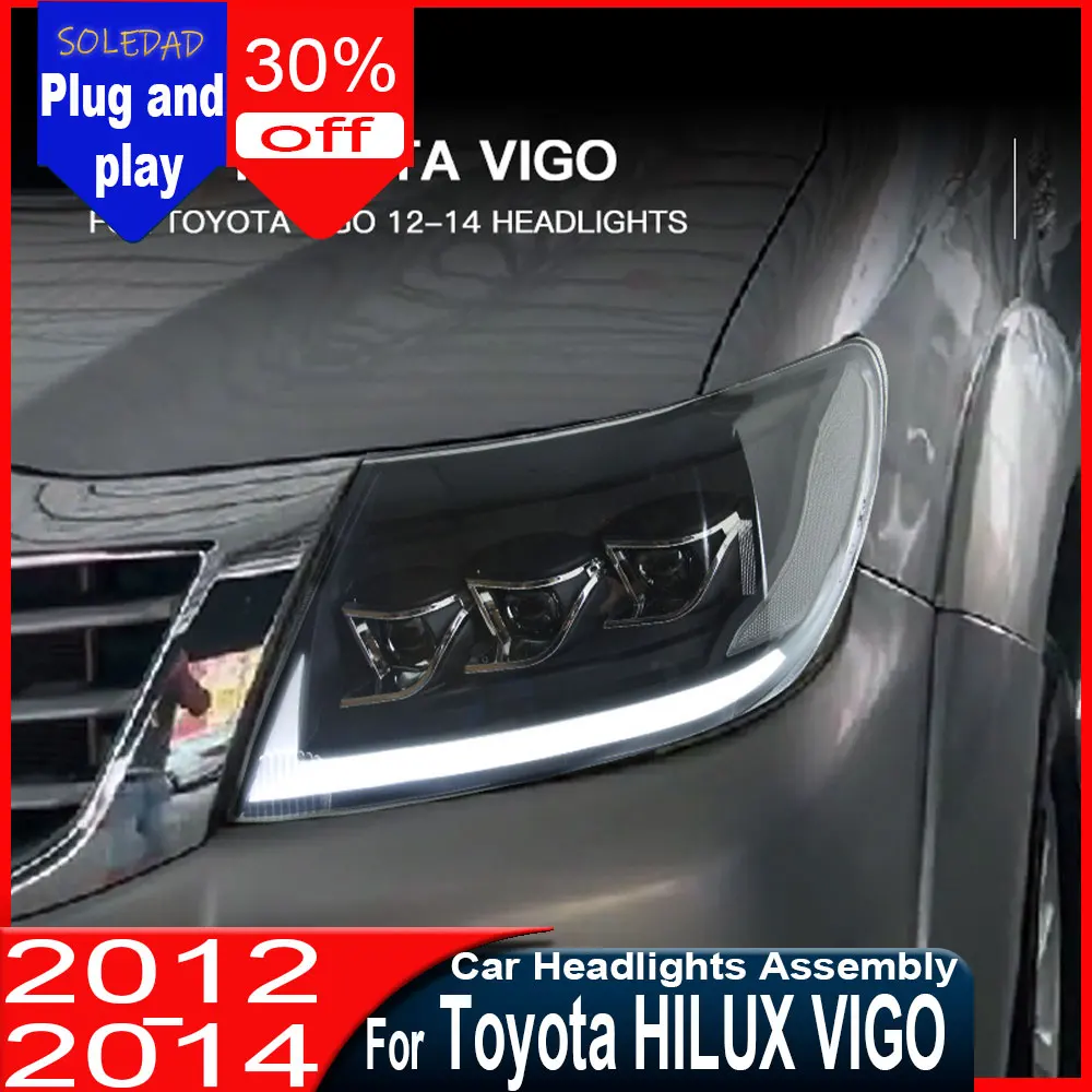 

Plug and Play For Toyota HILUX VIGO LED Headlight 2011 2012 2013 2014 HILUX Lamp Drl Projector Lens Automotive Accessories