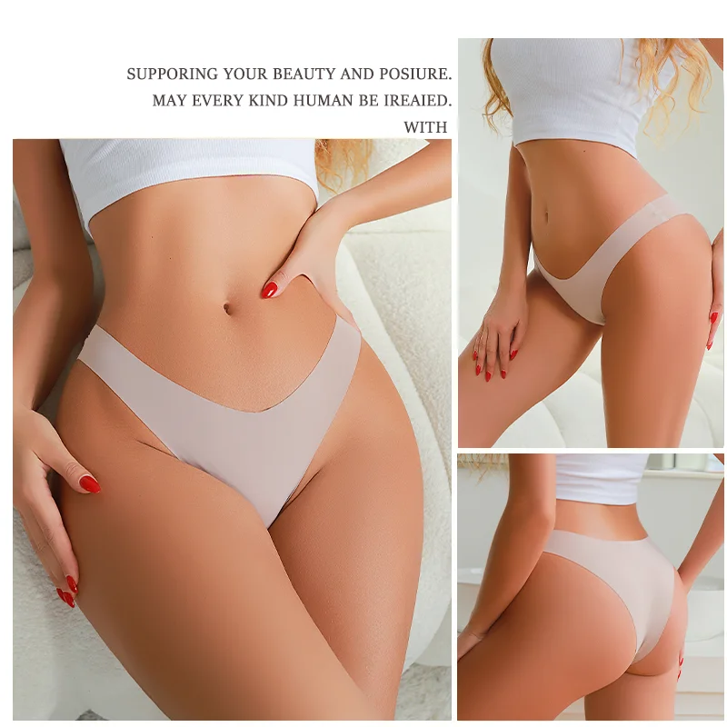 3PCS Seamless Panties Ultra-thin Brazilian Maillard panties Women Ice Silk Underwear Sexy Panty Low Waist G-string Female Solid