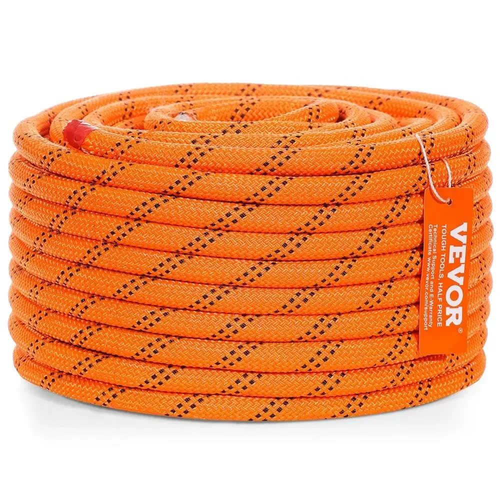 

Professional Climbing Rope Double Braided Polyester 1/2 inch 120ft 48 Strands 8000 LBS Breaking Strength for rock Hiking Outdoor