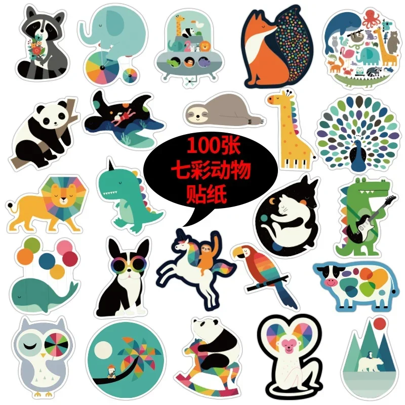 1Set = 100PCS 동물 낙서 스티커 방수 이동식 트롤리 케이스 노트북 오토바이 자전거 스쿠터 스티커