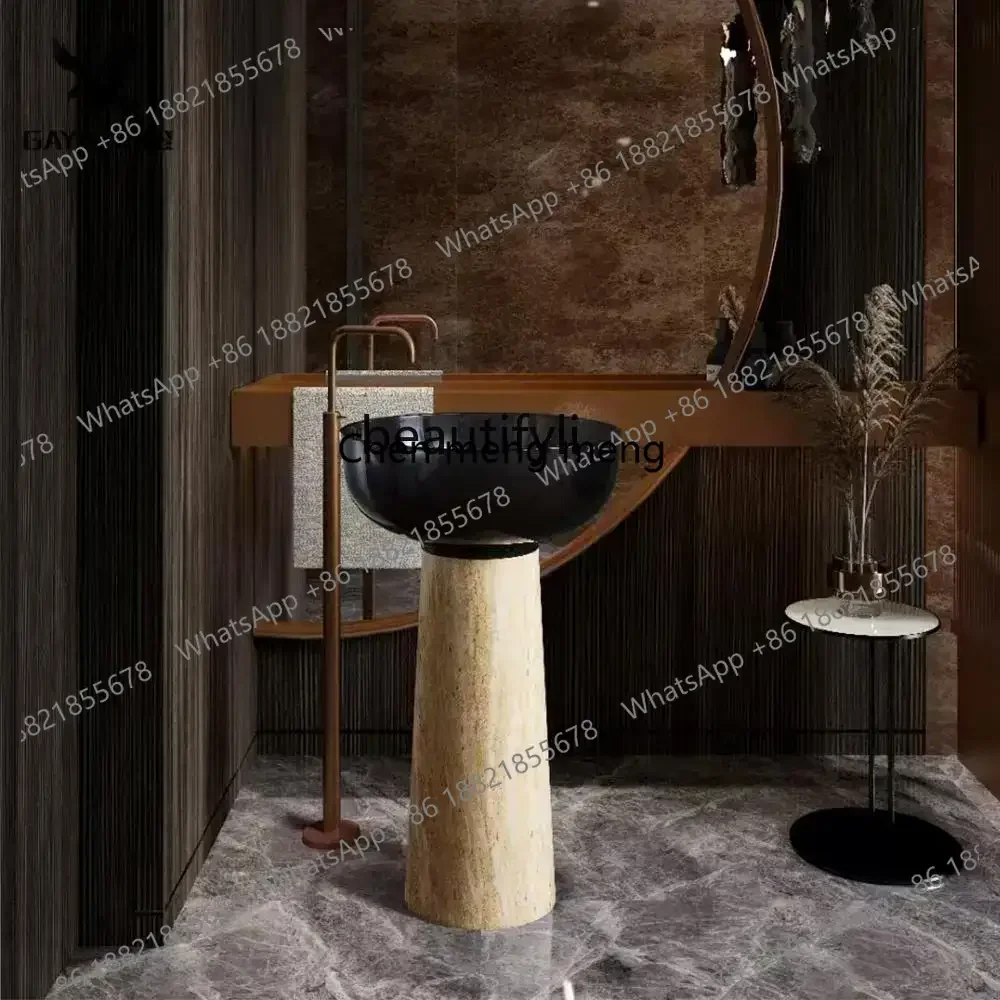 

Modern light luxury base transparent color resin villa hotel bathroom table hand washing column basin