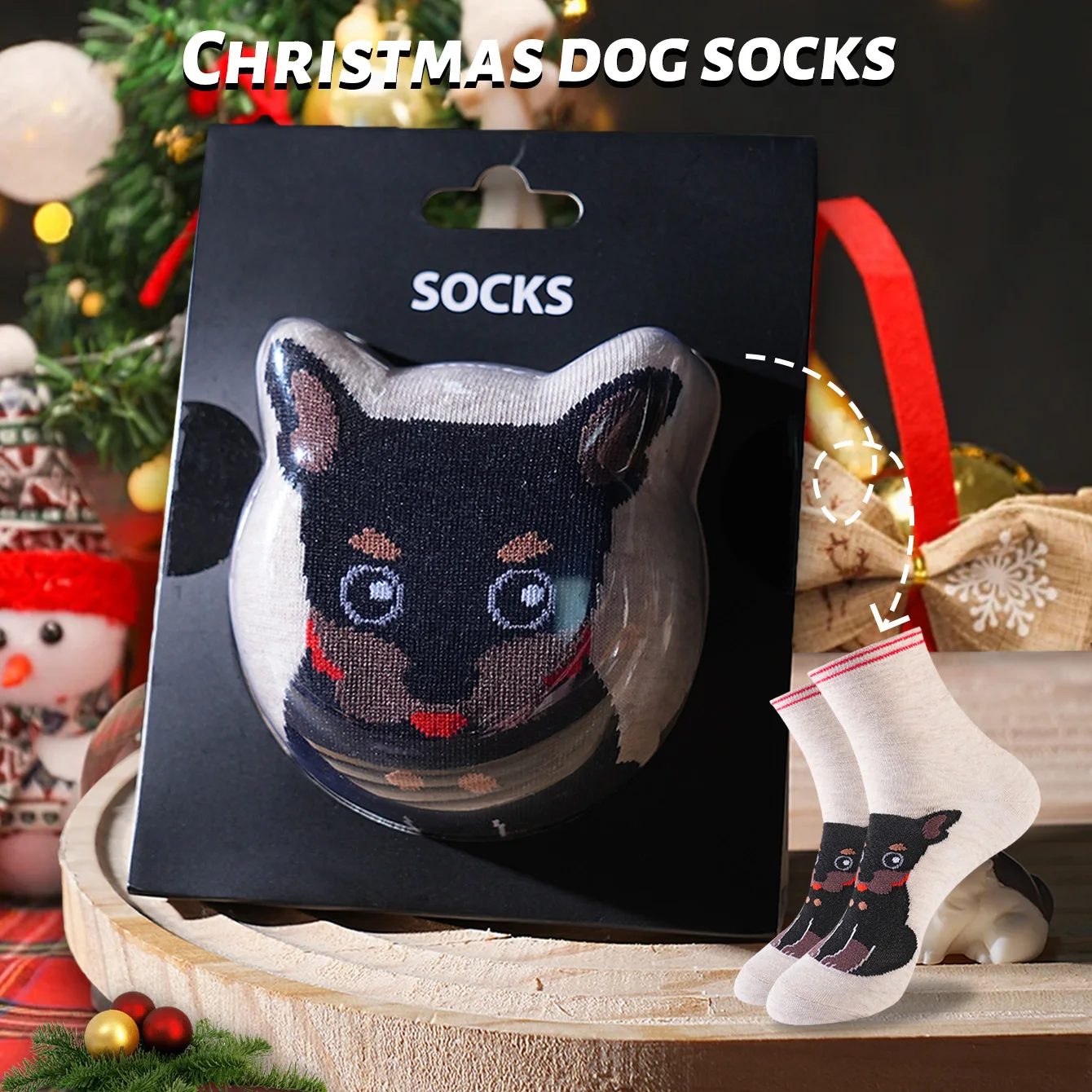 1 pair of unisex mid-calf socks with a novel and interesting animal dog design, gift box socks, creative socks, fashionable and trendy style, comfortable and breathable, suitable for parties, casual wear, Valentine's Day, Halloween, birthdays, Christmas, New Year, Thanksgiving, autumn and winter, all-season style, creative gift box