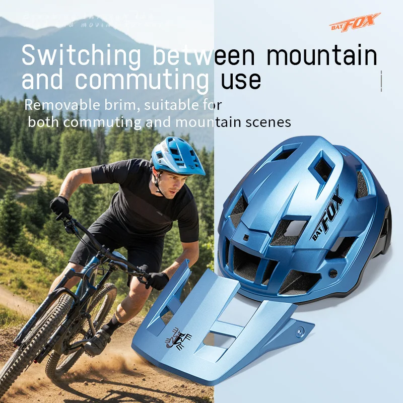 Kask rowerowy BATFOX Męski Damski Formowany Integralnie Off-road Downhill MTB Kaski Rowerowe Ochrona Bezpieczeństwa Sprzęt do Rowerów Górskich