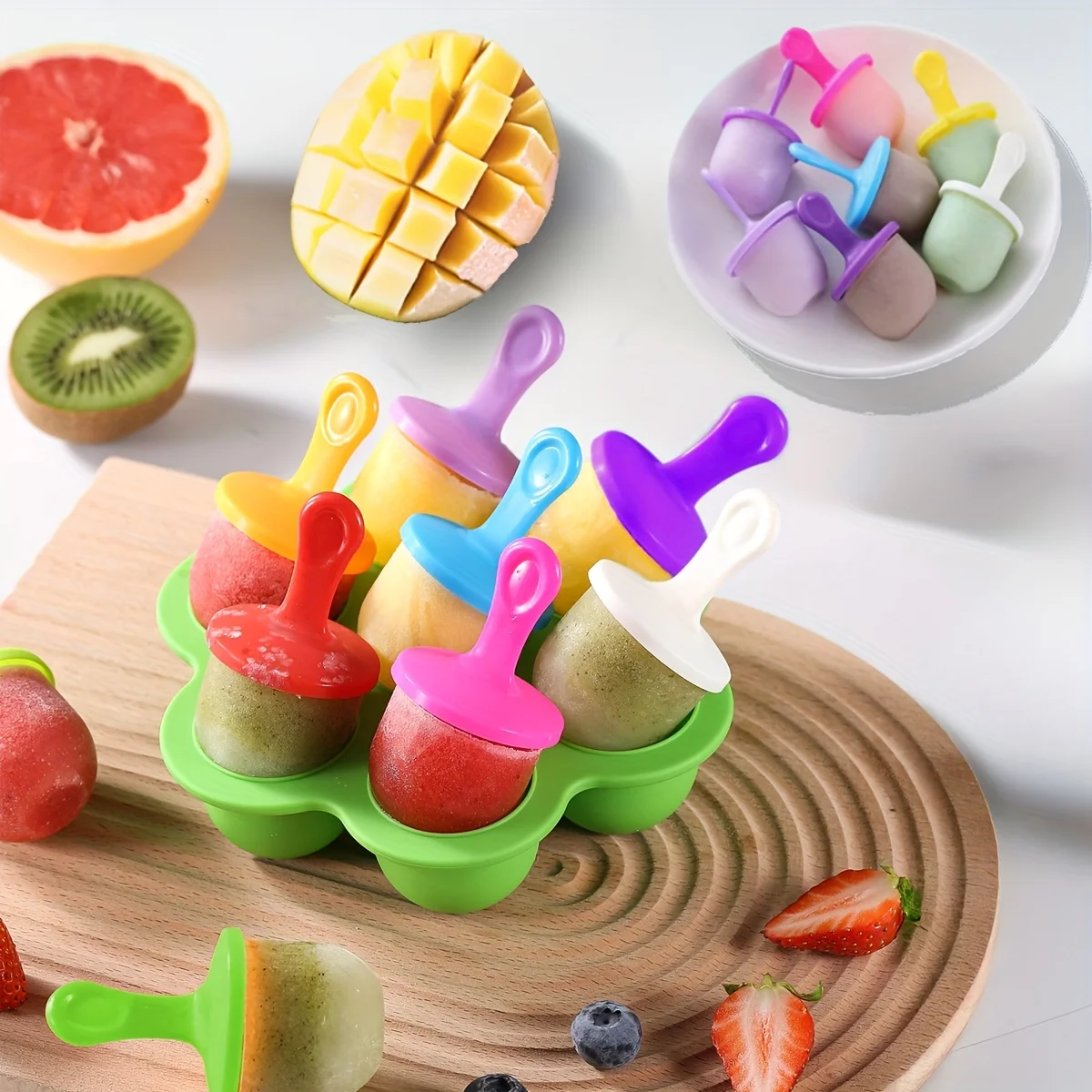 7-hole multi-purpose Popsicle molds, 7-hole molds, colorful DIY ice cream molds, creative Popsicle molds, kitchen tools