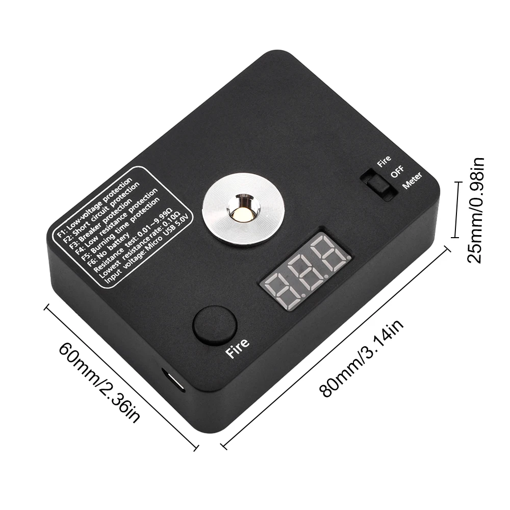 521 tabulación mini V3 detector digital de resistencia de bobina ohmmeter interfaz microsubs, pantalla, adecuado para entusiastas de DIY