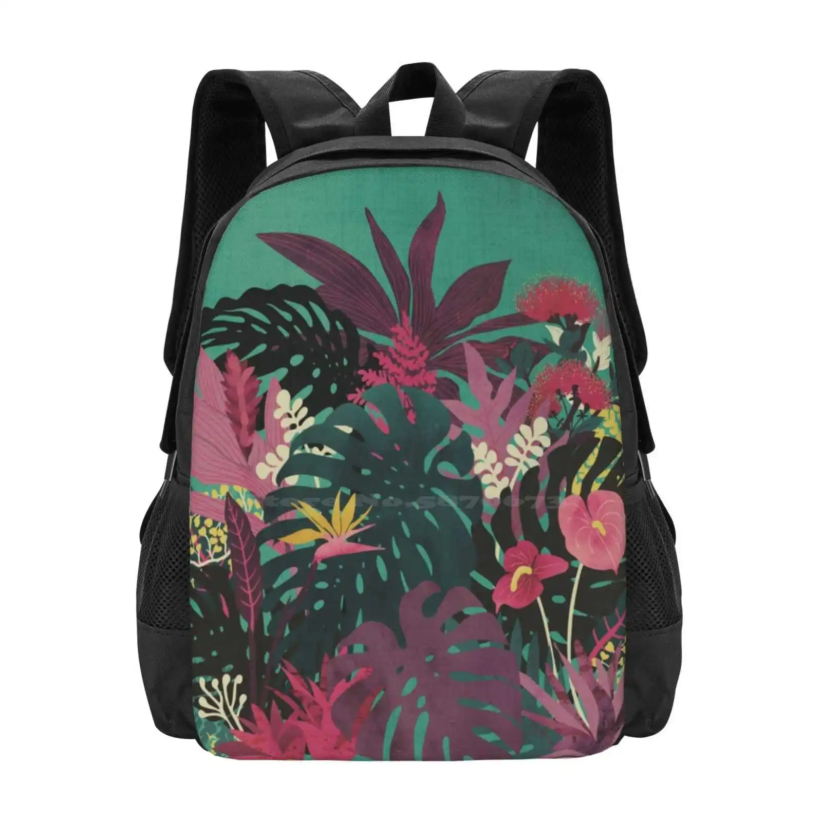 Tropical Tendencies Backpacks For School Teenagers Girls Travel Bags Tropical Floral Hawaii Aloha Flowers Leaves Vintage Island