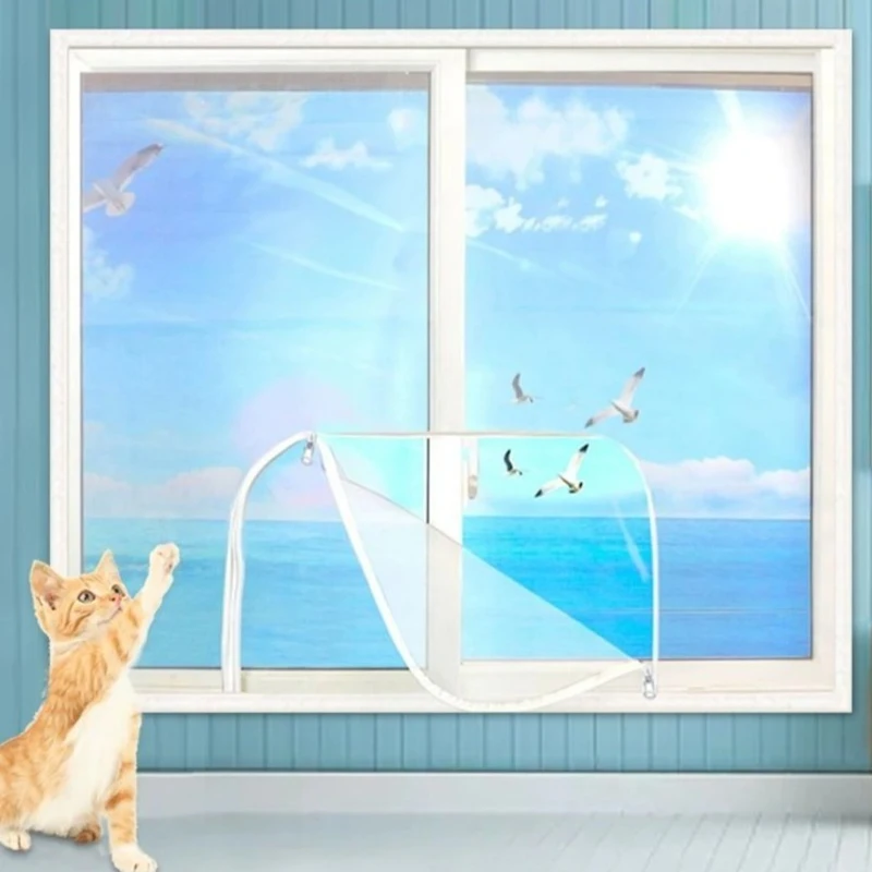 U Type Zipper Window Mosquito Screen, Self-Adhesive Hook & Loop, Easy Open/Close, Washable Anti-Mosquito Mesh Net for Windows