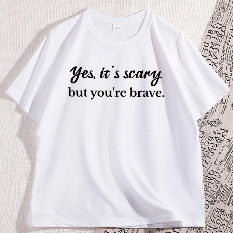 Yes It's Scary But You're Brave Heated Rivalry T-Shirt Comfort Hollander Ilya Rozanov Quote Tshirt Cotton Short-sleeved Top