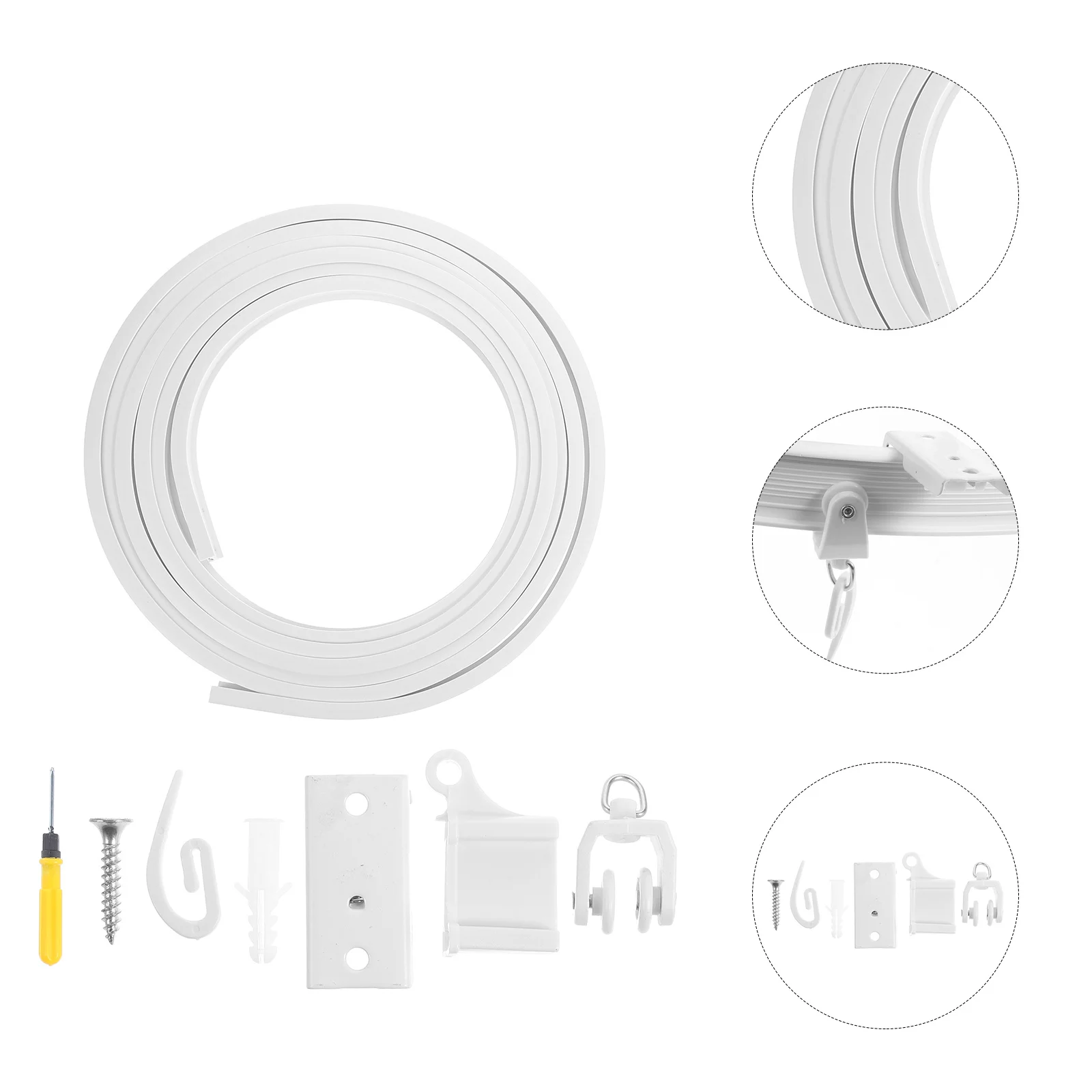 1Set Bay Window Curtain Track Kit Ceiling Mount Bendable Rail System Smooth Glide for Drapes Valances Room Dividers