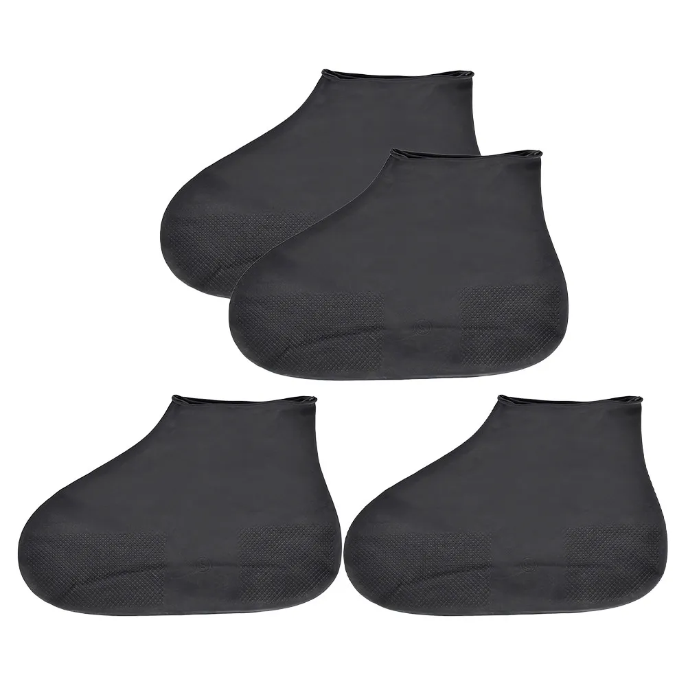 2Pairs Latex Rain Shoe Covers Soft Tear Resistant Single Use Overshoe Covers for Rain Snow Wet Weather Sneaker Boot Protection