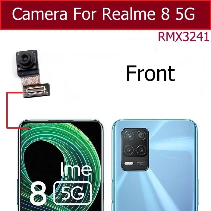 Front Back Camera For Realme 8 4G 5G Front Selfie Rear Main Camera Module Flex Cable Spare Repair Parts For OPPO Realme 8 4G 5G