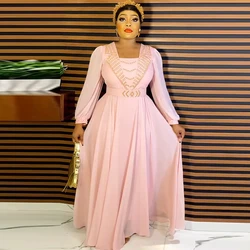 MD Dubai African Chiffon Dresses For Women Wedding Party Long Sleeve Robe Muslim Kaftan Abaya Plus Size Boubou Evening Gown