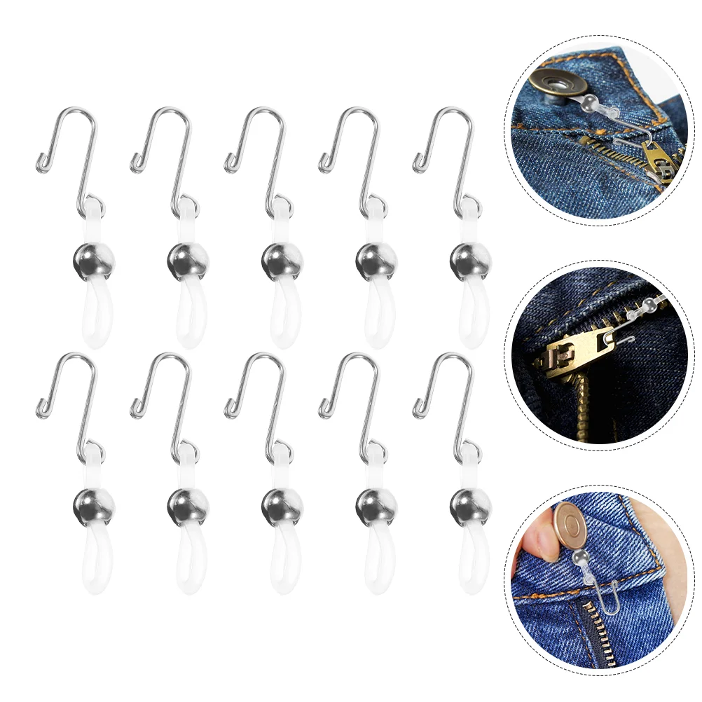 

10Pcs Anti Zipper Locks for Denim Pants Easy Install Silicone Metal Fixing Devices Closure Aids Stabilizers Positioners