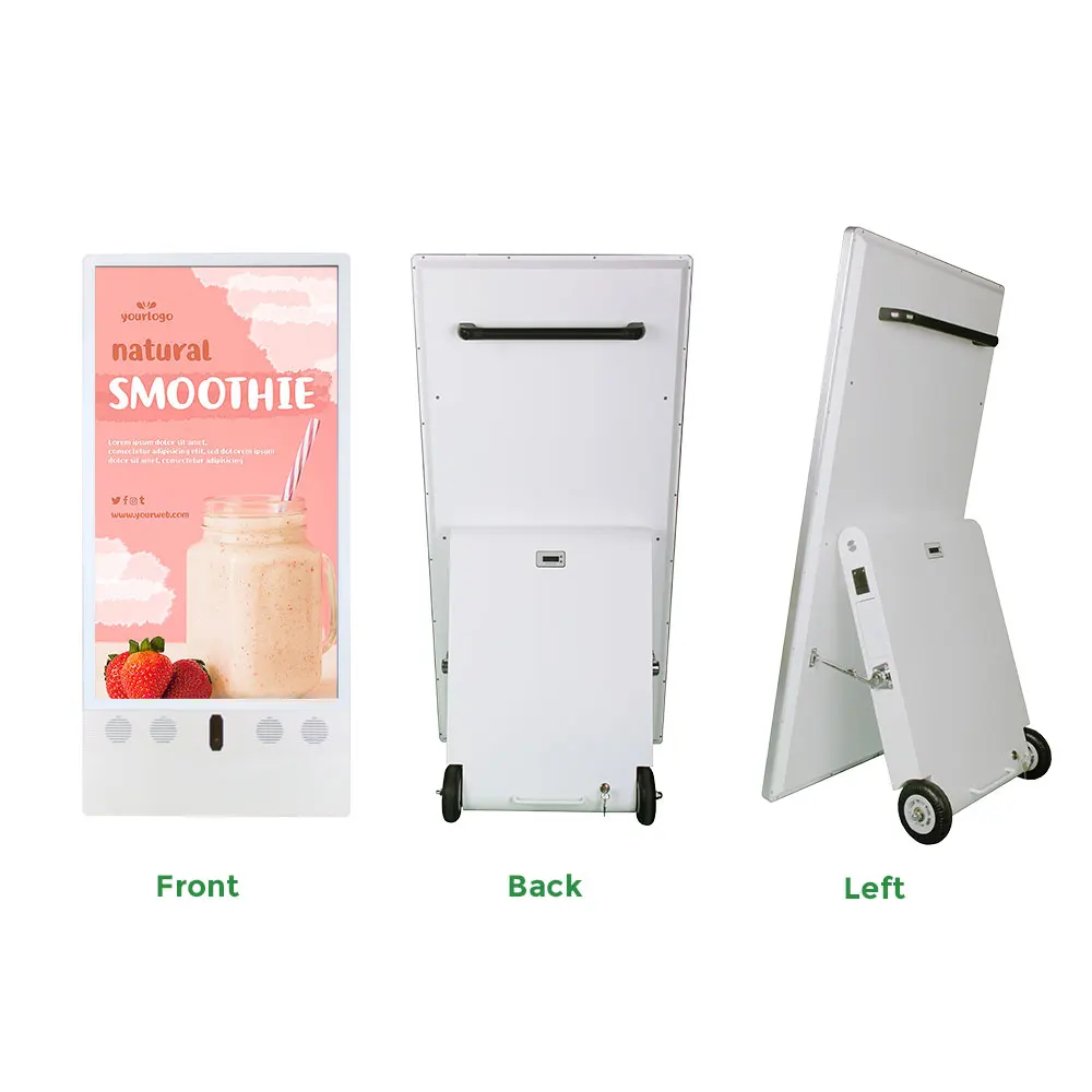 VETO 43 Inch LCD Portable Advertising Kiosks Waterproof Outdoor Battery Digital Signage Poster