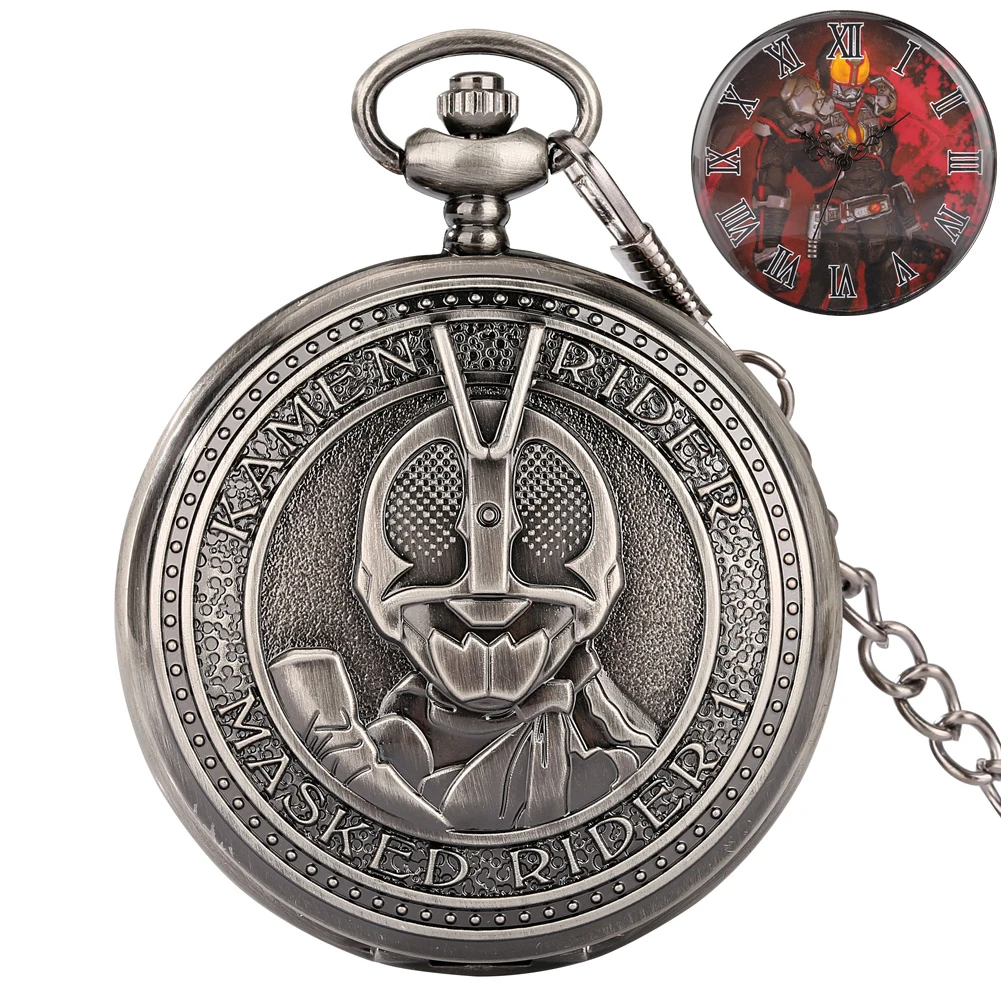 

Antique Kamen Masked Rider Zi-o Anime Action Figures Roman Numbers Dial Comic Fob Chain Pendant Men Quartz Pocket Watch Cosplay