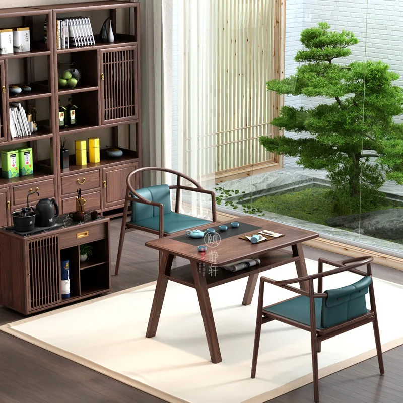شرفة طاولة شاي وكرسي مزيج مكتب خشب صيني صلب جديد #5