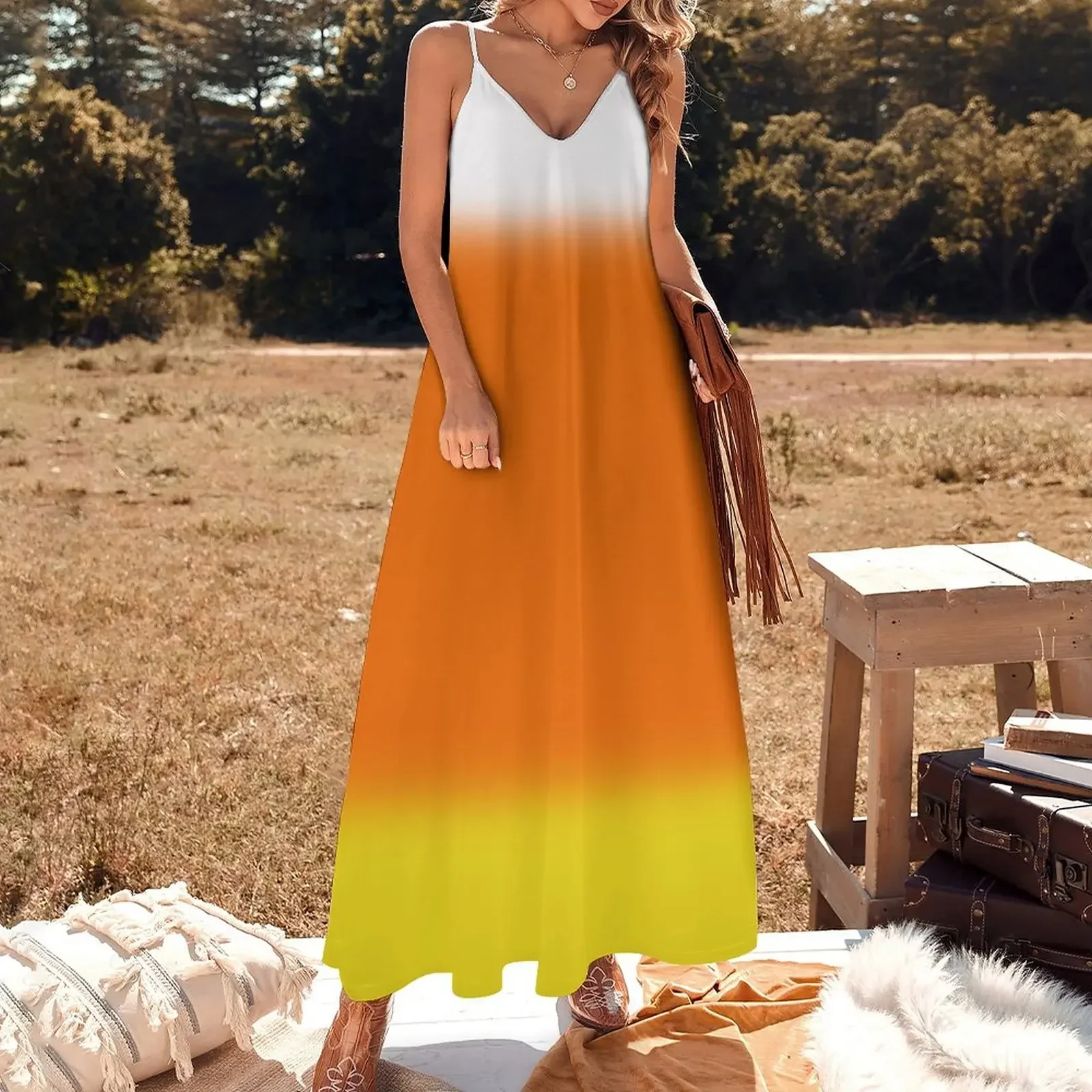 Candy Corn Ombre Sleeveless Dress women's summer clothing 2024 Casual dresses elegant dresses plus sizes women dress Dress