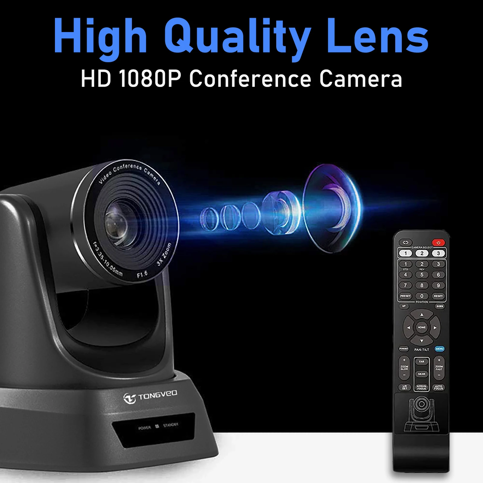 كاميرا زووم بصري 10x 1080P60FPS كاميرا USB3.0 PTZ (يتوفر إصدار اتصال WIFI اللاسلكي)