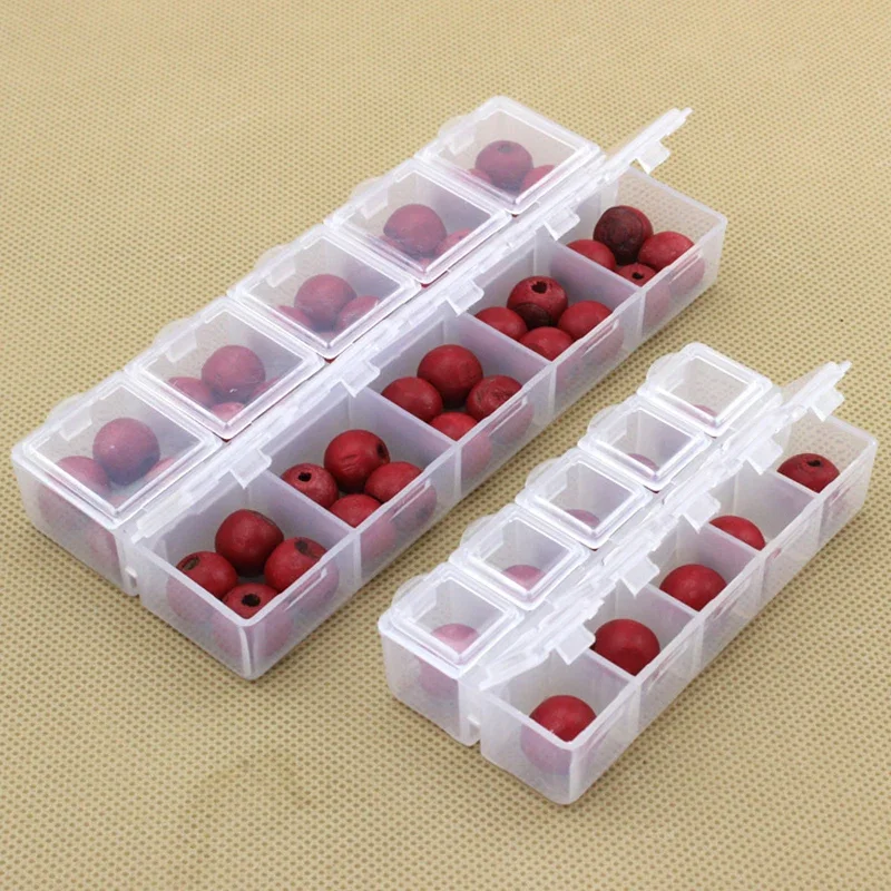 

10 Grid Plastic Rectangular Compartment Storage Box Earrings Jewelry Bead Box Container Display Storage Box