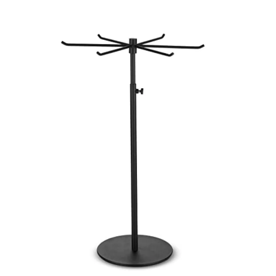 

Rotating Keychain Display Stand - Height-adjustable Black Metal Jewelry Organizer - Long Necklace Display Stand with 6 Hook - E