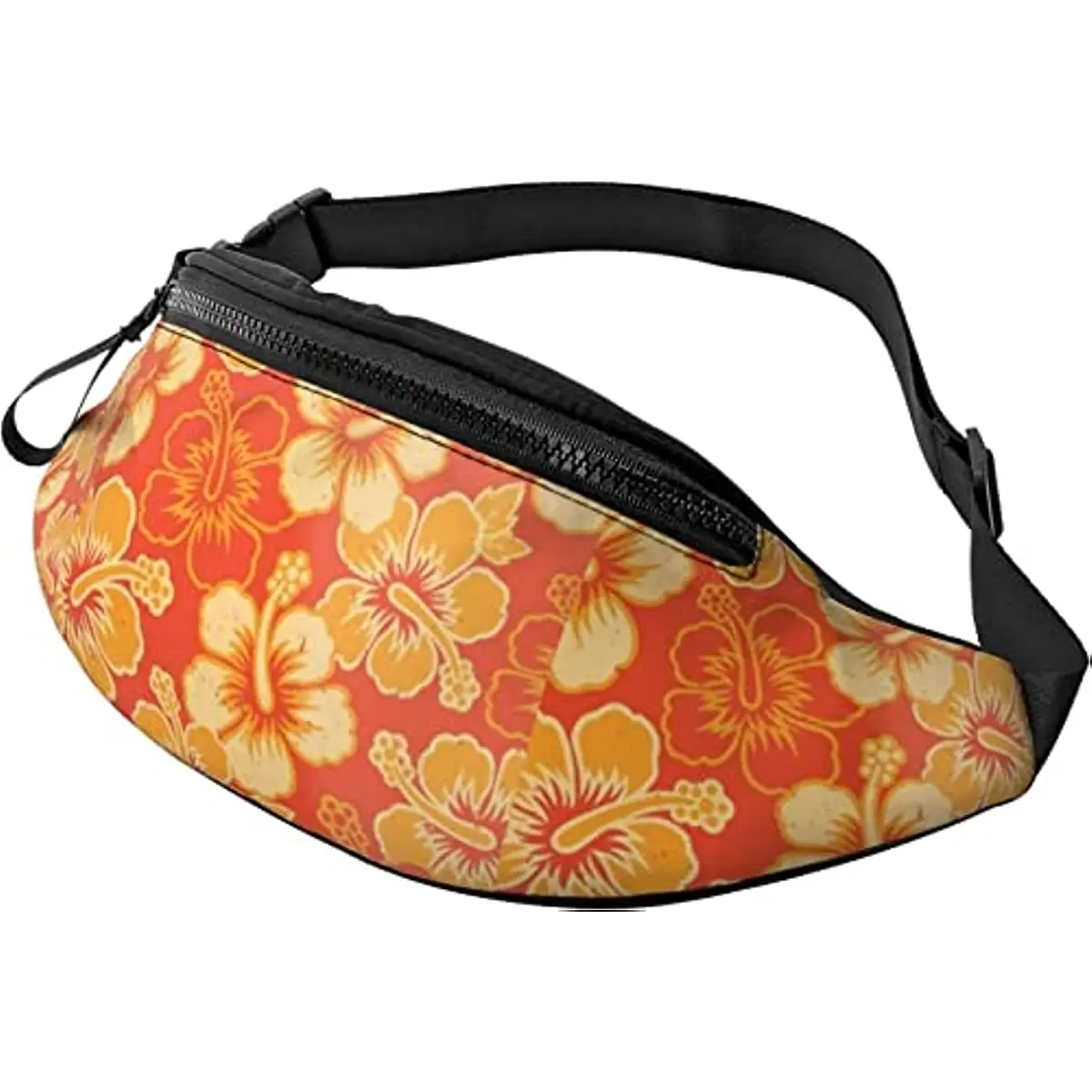 Unisex Orange Hawaiian Print Belt Bag Adjustable Strap Waist Bag Crossbody Bag for Travel Hiking Sports Polyester Unisex Casual