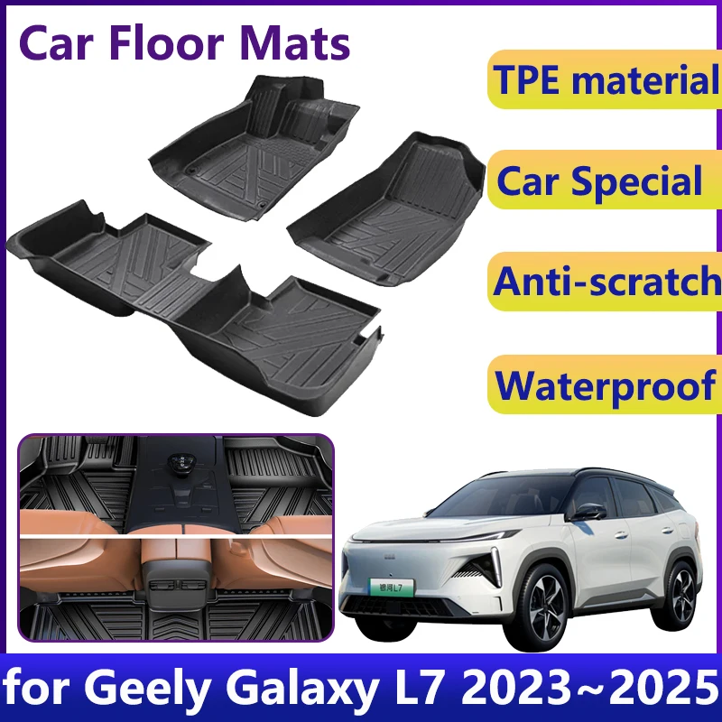 

For Geely Galaxy L7 2023 2024 2025 Car TPE Floor Mats Waterproof Universal Leather Foot Mat LHD Mud Carpet Rug Auto Accessories