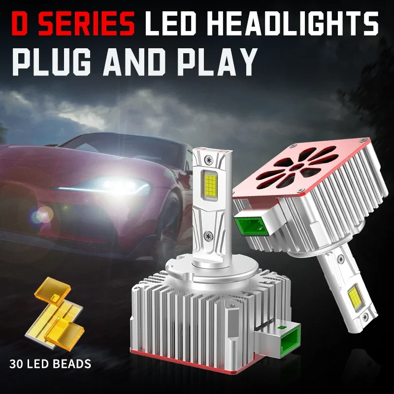 D1S D3S D5S D2S D4S LED Headlights HID D2R D4R D8S Turbo LED 30000LM 300W Powerful Two-sided CSP Chip 6000K Plug&Play SuperBrigt