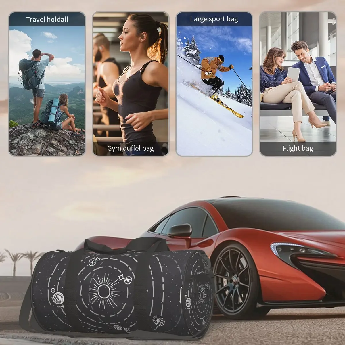 Outer Wilds Solar System حقيبة رياضية كبيرة واق من المطر متعددة الوظائف حقائب سفر واق من المطر حقائب اللياقة البدنية