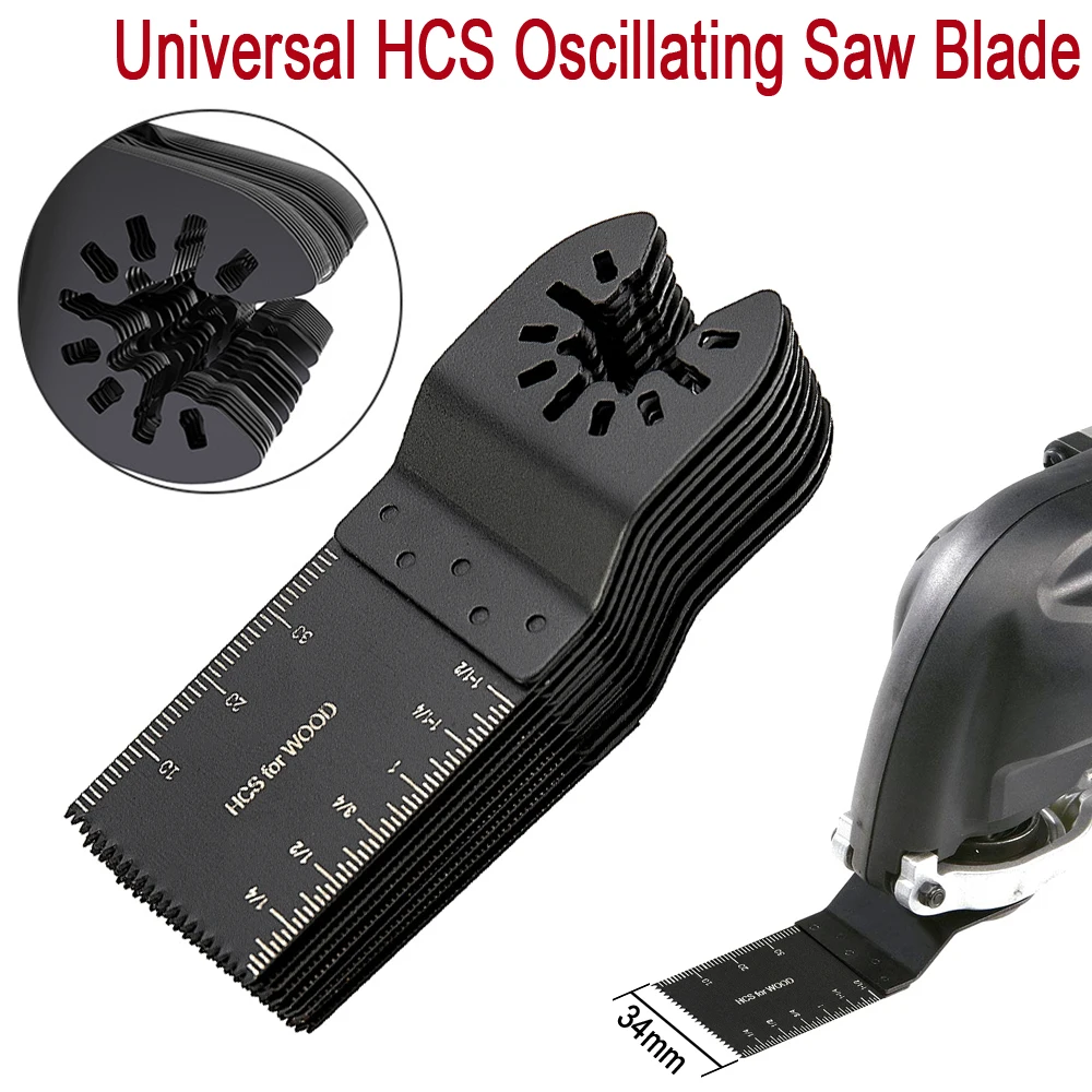 34mm Universal Saw Blade Set Oscillating Multi Tool Straight Scale Multitools Cutting Wood Saw Blades For Fein Multimaster Power