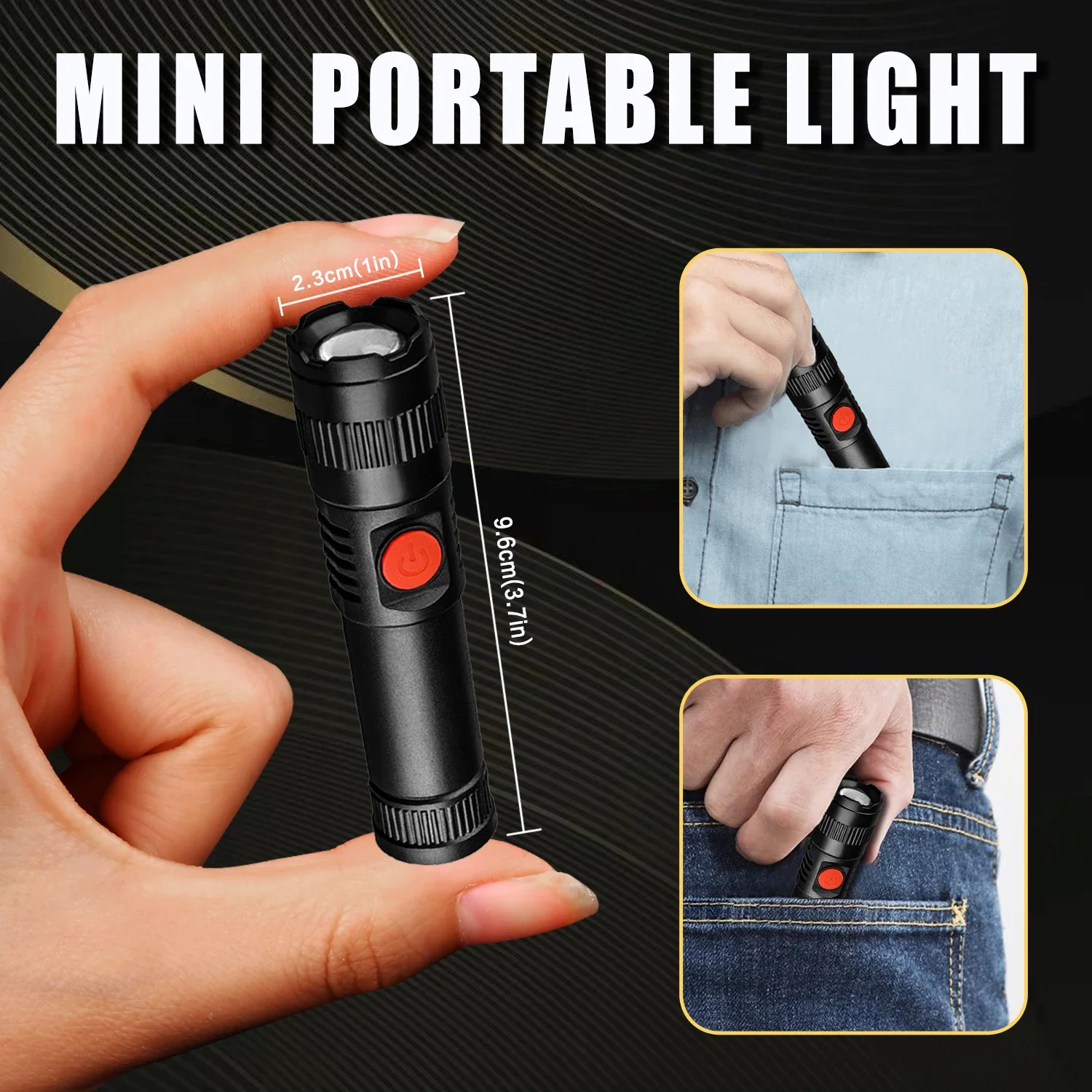 Portable Mini LED Flashlight Type-C Rechargeable Outdoor Strong Light Long Range Handlamp Tent Camping Fishing Hand Torch