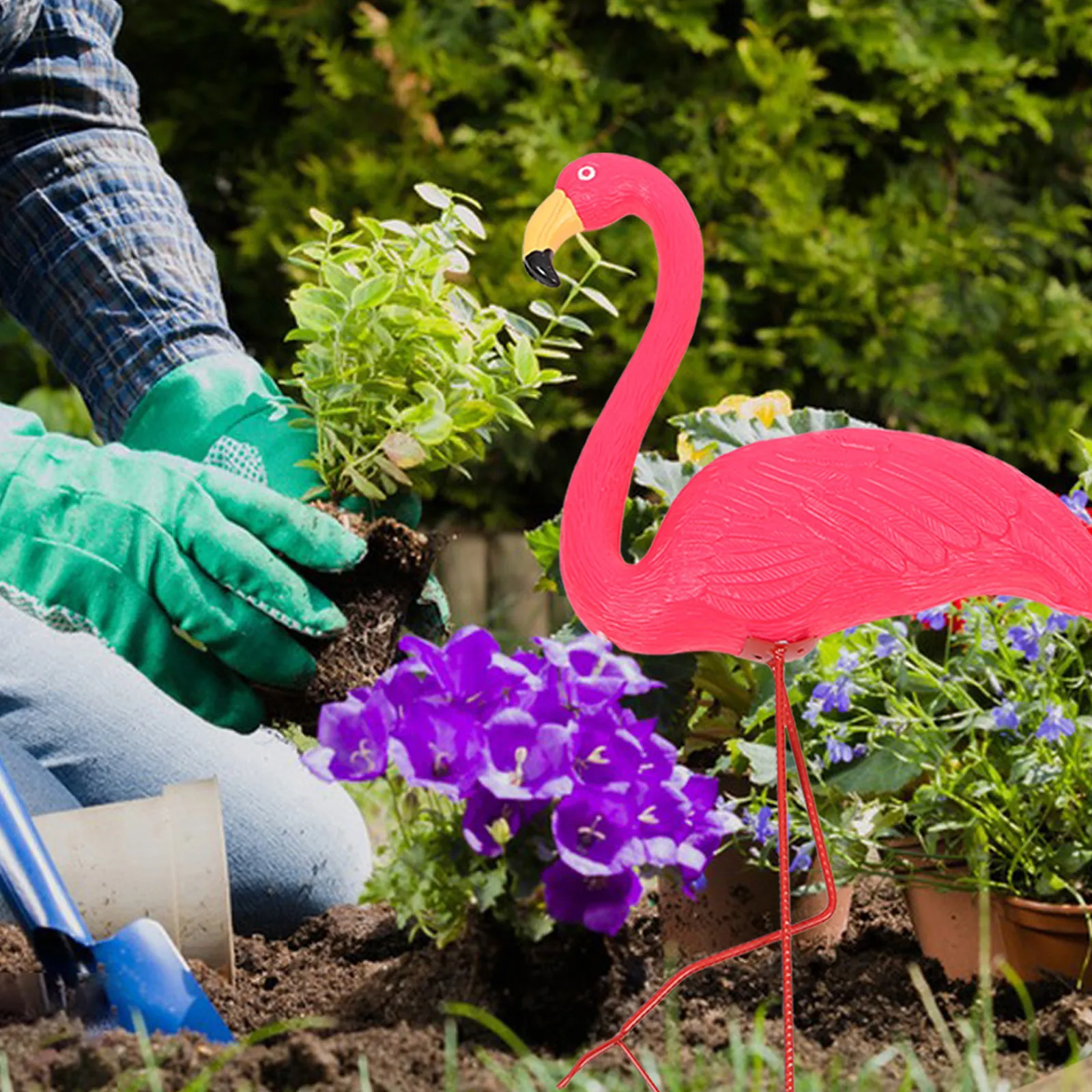 outside Lights Flame LED Solar Outdoor Flamingo Garden Decorative Animals Lawn Lamp view 2