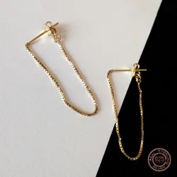 925 Sterling Silver Chain Pendant Drop Earrings for Women Minimalist Dangle Korean Fashion Ear Line Summer Jewelry Pendientes