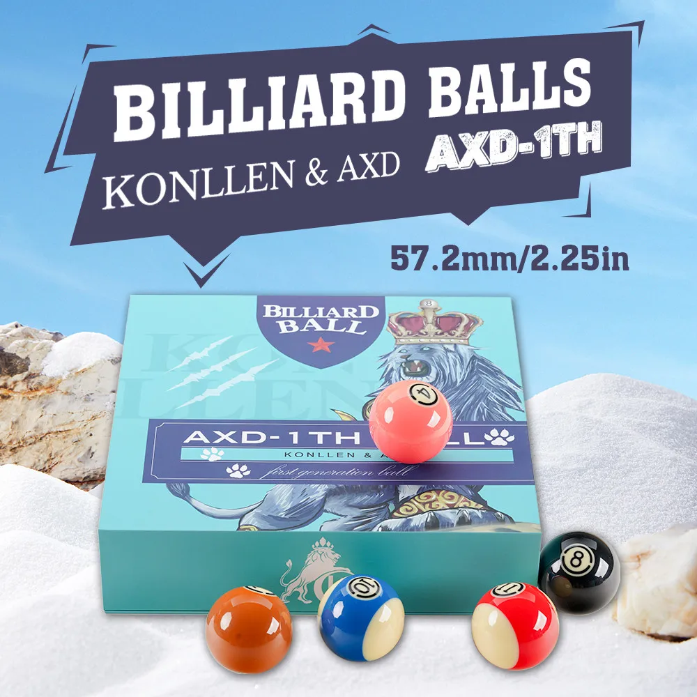 

KONLLEN шары для бассейна 57,2 мм, набор полимерных шаров 2-1/4 дюйма, 16 шт., полный набор для бильярдных столов, наклейка с маятником для бильярда, аксессуары для бильярда