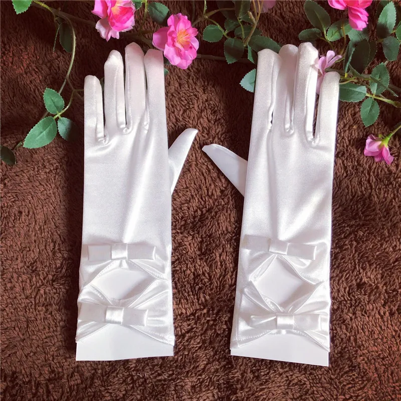 Bridal wedding gloves Lace white bow wedding gloves Wedding wedding gloves Short satin gloves