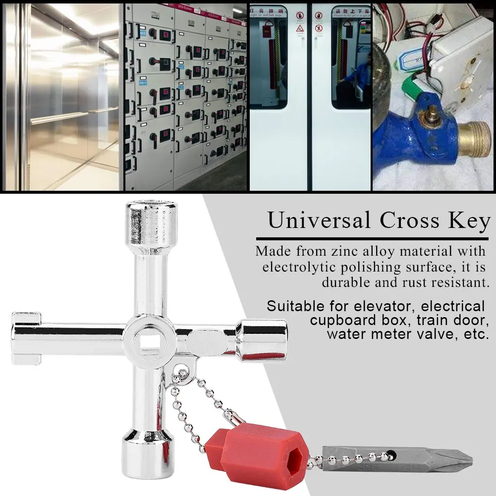 4 em 1 universal utilitários chave 4 maneira multi-funcional universal cruz chave com bit liga de zinco encanadores eletricistas ferramentas