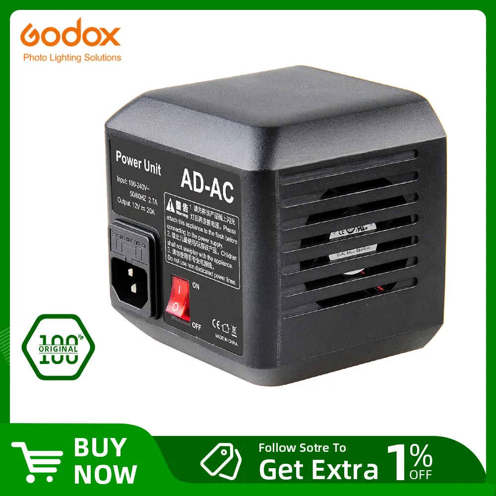 Godox AD-AC Power Source AC Wall Adapter Cable for AD600B AD600BM AD600M AD600 SLB60W SLB60Y