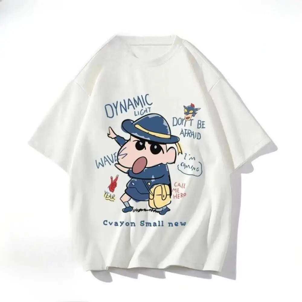 Crayon Shin Chan Dynamic Light Print Casual T Shirt Cute Anime Short Sleeve Tee for Men Women