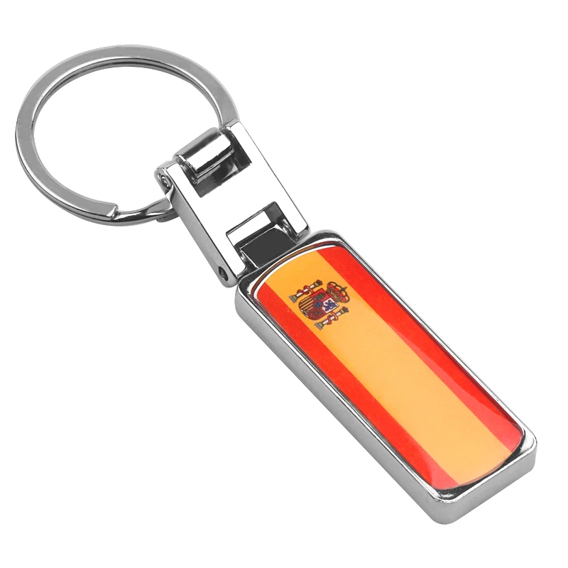 Car 3D Epoxy Spain National Flags Key Holder Keychain Ring Auto Decoration Accessories For Audi BMW Skoda Volvo Hyundai Benz