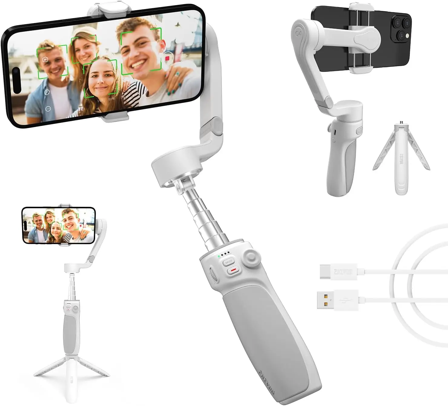 ZHIYUN Smooth Q4 Stabilizzatore cardanico Smartphone a 3 assi Telefono Gimbal Asta di prolunga incorporata Pieghevole e portatile per TikTok YouTube