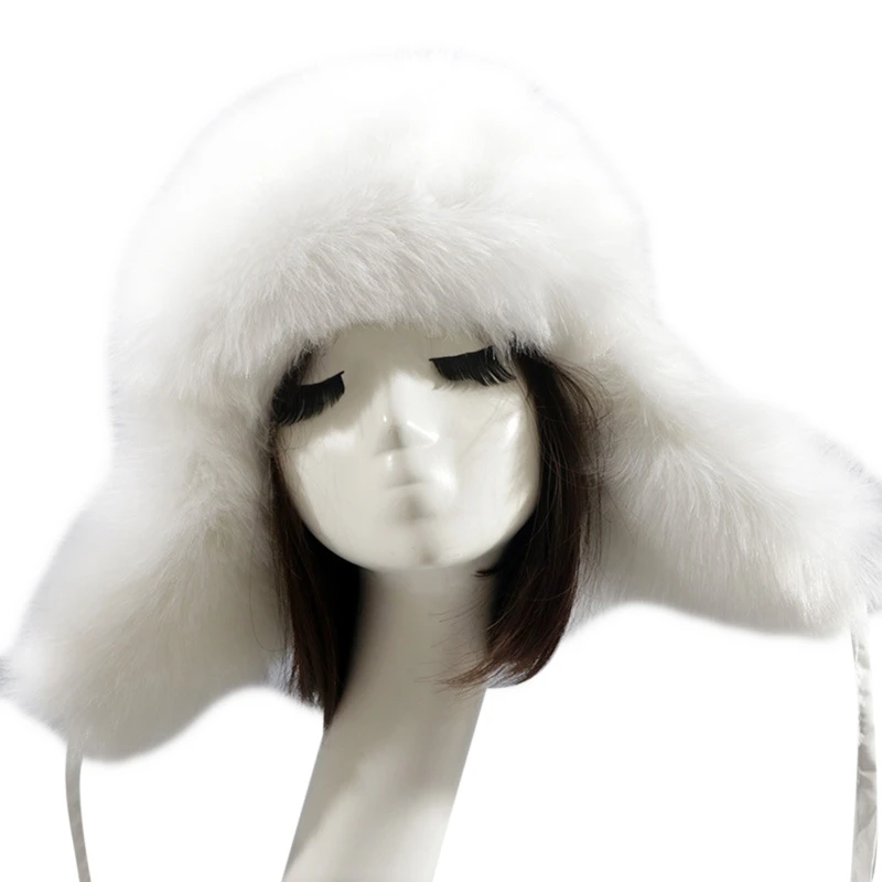 

Women Winter Hat Windproof Faux Fur Hat Earflap Hat Ear Protective Caps Outdoor Skiing Hat Girls Headdress Cozy Ushanka