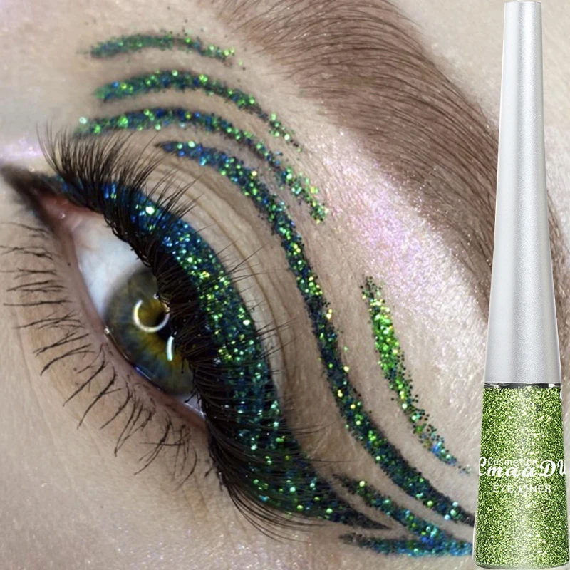 Diamant Parelmoer Groene Eyeliner Oogschaduw Waterdicht Zilver Goud Blauwe Kleur Glitter Pailletten Eyelkoreaanse Make-Up Cosmetica