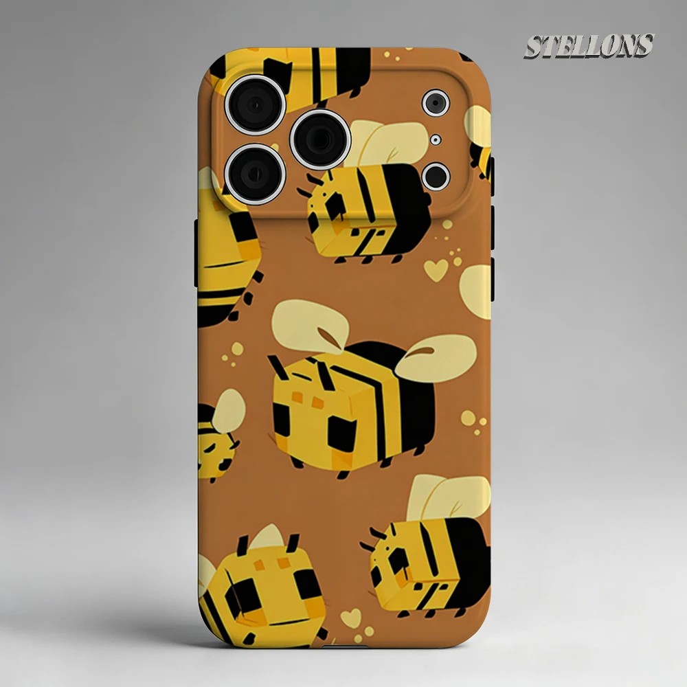 Capa de Celular Minecraft Abelha Magnética para iPhone 17 16 15 14 13 Pro Max Plus, Capa Resistente de Camada Única ou Dupla